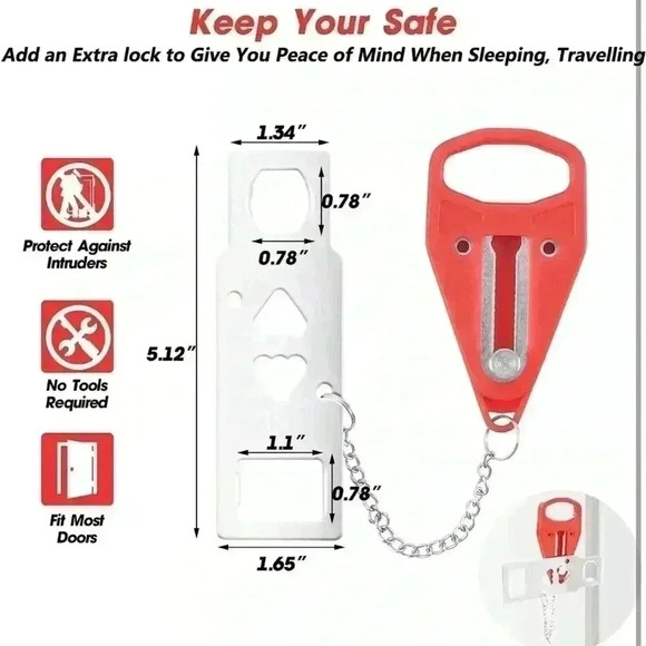 Portable Door Lock Home Security Door Lock Travel Hotel Home Apartment College - Picture 1 of 10